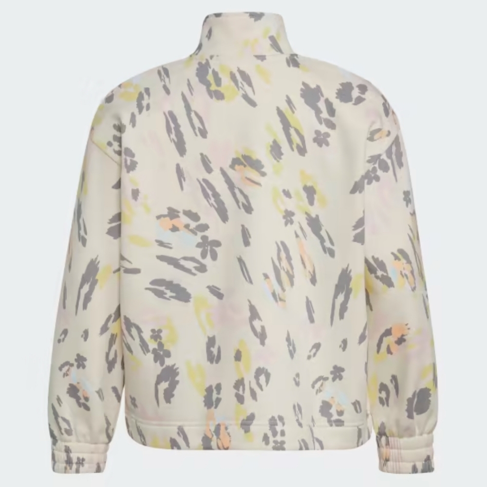 ADIDAS‎ Teen Girls Funnel Neck Pullover Jacket Print Pattern Light Cream 16 Cozy